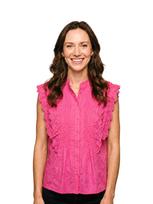 Fulgor Palaidinė 'Blusa Belle com Babados em Laise - Pink Vibrante' rožinė
