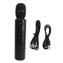 Juodas nešiojamas „Bluetooth“ karaoke mikrofonas su dvigubu garsiakalbiu, belaidžiu kondensatoriumi, namų karaokės dainavimo mikrofonu lengvam muzikos atlikimui
