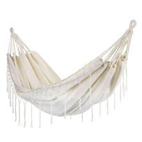 Sodo hamakas, sūpynės, gultas 200x150 cm, boho stiliaus, smėlio spalvos. 150 kg max