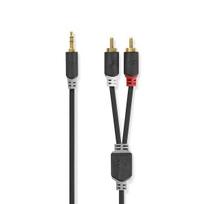 „Stereo audio kabelis - ALPEXE - 733 - 3,5 mm vyriškas - 2x RCA vyriški - 5,0 m - Antracitas“