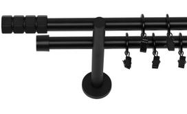 Dvigubas Užuolaidų Bėgelis 400 Cm 19 Mm Juodas Matinis Craft Silent Rings For Swivels