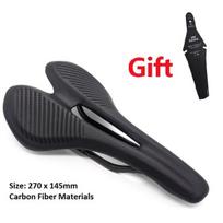 (-1158 juoda)Carbon Fiber Road Mtb Balnelis 3K T800 Super Light Carbon +Odinės Pagalvėlės Važinėti dviračiais Sėdynė, (-1158 juoda)
