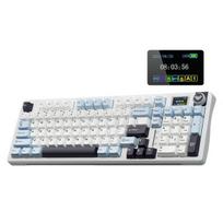 AULA S98 Pro belaidė mechaninė klaviatūra, išmanusis ekranas ir rankenėlė, trijų režimų kreminė klaviatūra, karštai keičiama RGB žaidimų klaviatūra su apšvietimu, balta/mėlyna