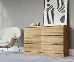 Komoda 3xEliving DEMI su 6 stalčiais, 120 cm, spalva: Wotan ąžuolas