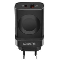 22,5 W USB ir USB C maitinimo įkroviklis ir Apple Watch magnetinis modulis Swissten Black