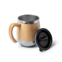 Dvigubos sienelės 304 nerūdijančio plieno puodelis su bambuko išore LON1585