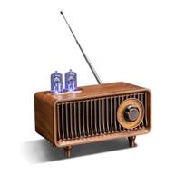 AM FM klasikinis retro radijas su „Bluetooth“ garsiakalbiu, senovinis medinis stalo radijas su aukštų dažnių valdymu virtuvei, svetainei su rotaciniu valdymu