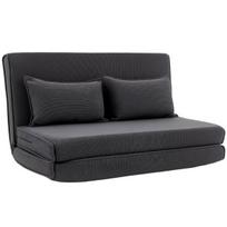 Sulankstoma sofa-lova su atlošu, grindų fotelis iš velveto audinio, reguliuojamas atlošas, plati sėdynė, tamsiai pilka