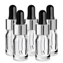 5 ml skaidrus stiklinis buteliukas su sidabrine aliuminine pipete, 5 vnt. rinkinys