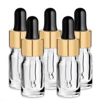 5 ml bespalvis stiklinis buteliukas su auksine aliuminio pipete – 5 vnt. pakuotė