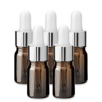 5 ml rudas stiklinis buteliukas su sidabrine aliuminine pipete, 5 vnt. rinkinys