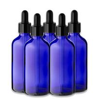 Mėlynas 100 ml stiklinis buteliukas su juoda silikonine pipete, 5 vnt. rinkinys
