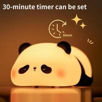 Naktinė lemputė vaikiška panda naktinė lempa panda lempa pritemdomas laikmatis, jutiklinis valdymas silikoninė naktinė lemputė kūdikiui, USB įkraunama miela panda lempa, miela naktinė vaikų kambario dekoracija (panda 2)