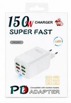 150W Super Fast Multi-Port Wall Charger Adapter (4x USB-A & 2x USB-C Power Delivery)