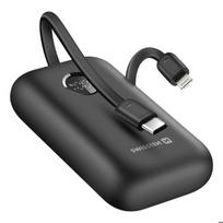 Atsarginis maitinimo šaltinis ("Power Bank") Išorinis akumuliatorius 10000mAh Integruoti USB-C ir Lightning kabeliai LED ekranas Swissten Juodas