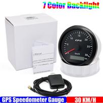 85 mm GPS spidometras, skirtas motociklo jūrinei valčiai, 7 spalvų foninis apšvietimas 30–200 km/h valčių automobilių sunkvežimių greičio matuoklis su GPS antena