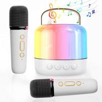 Mini karaokės aparatas vaikams suaugusiems: 2MIC nešiojamasis Bluetooth garsiakalbis su belaidžiu mikrofonu – karaokė mergaitėms nuo 4 5 6 7 8 9 10 11+