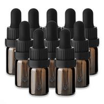 5 ml rudos spalvos stiklinis buteliukas su juodu lašintuvu – 10 vnt. rinkinys