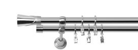 Dviguba Užuolaidų Strypas 400 Cm 19 Mm Plieno Efektas Duncan Silent Swivel Su Spygliais