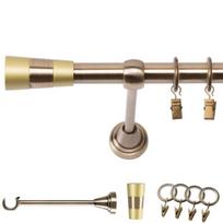 Metalinė Vienguba Užuolaidų Strypo 320 Cm 19 Mm Auksinė Antikvarinė Doris Su Žiedais Kištukams