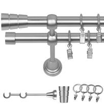 280 Cm 19/19 Mm Metalinis Dvigubas Užuolaidų Strypas 19/19 Mm Matt Chrome Roller Su Spygliais