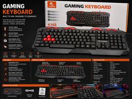 Yelandar K760 Žaidimų Klaviatūra | Tekstilinis Kabelis | Apsauga nuo Purslų | 8 Multimedijų Klavišai | Ergonominis Dizainas | USB Laidinis | PC ir Nešiojamam