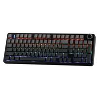 Aula F99 PRO 96% mechaninė žaidimų klaviatūra, T5.0/USB-C/2.4GHz belaidė, sukamoji rankenėlė, RGB foninis apšvietimas juoda/pilka