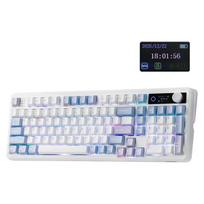 EPOMAKER TH99 Pro 96% mechaninė klaviatūra su ekranu ir klavišais, Gazket belaidė žaidimų klaviatūra mėlyna ir balta