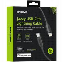 INNOSTYLE JAZZY USB-C LIGHTNING MFI GREITOJO ĮKROVIMO KABELIS IPHONE KEVLARUI 1 M JUODAS
