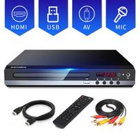 Multimedijos grotuvas Daugialypės terpės grotuvas, DVD grotuvas be regiono, 1080p su nuotolinio valdymo pultu, USB, HDMI/AV kabelis (JK)