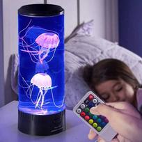 Apvalus LED medūzų akvariumo šviestuvas su 18 šviesos diodų ir ryškiais įvairiaspalviais besikeičiančiais šviesos efektais. Itin didelis sintetinės medūzos akvariumo nuotaikos šviestuvas – aukštis 36 cm