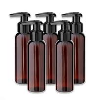 Rudas 100 ml PET butelis su juodu pumpuriu, dozatorius 24/410, 5 vnt. rinkinys
