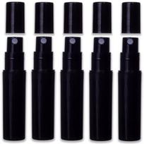 Juodas 1,5 ml plastikinis buteliukas su purkštuvu ir dangteliu, 5 vnt. rinkinys