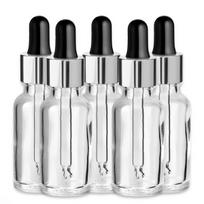 20 ml bespalvis stiklinis butelis su sidabrine aliuminio pipete, 5 vnt. rinkinys
