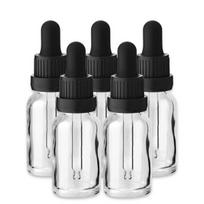 Stiklinis buteliukas 15 ml su stikline pipete ir juodu dangteliu, 5 vnt. rinkinys