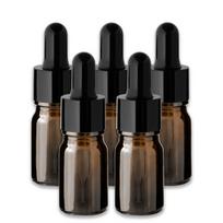 Rudas 5 ml stiklinis buteliukas su juoda pipete, 5 vnt. rinkinys