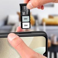 SIM kortelės dėklas - Samsung - Galaxy A12 - 2x Nano SIM - 1x Micro SD - Juoda