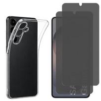 Samsung Galaxy S26 PLUS dėklas ir 2 juodi grūdinto stiklo ekranai, apsaugantys nuo šnipinėjimo, Phonillico®