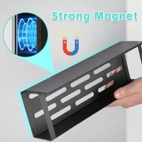Magnetinė šaldytuvo lentyna, 4 dalių metalinė prieskonių lentyna, sieninė lentyna be gręžimo šaldytuvo lentyna – taupanti erdvę virtuvei (juoda)