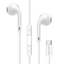 USB-C laidiniai ausinė - MAYAXESS - Balta - Integruotas mikrofonas - Maksimalus komfortas - Suderinama su iPhone 17