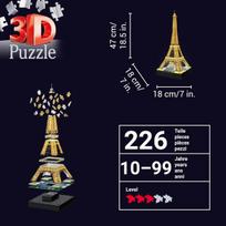 Ravensburger 3d dėlionė 12579 - Eifelio bokštas naktį - 3d dėlionė vaikams ir suaugusiems, Paryžiaus įžymybė miniatiūriniu formatu, šviečia tamsoje