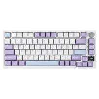 Ajazz AK820 Pro 75% belaidė mechaninė klaviatūra su TFT išmaniuoju ekranu ir rankenėle, žaidimų klaviatūra, balta ir violetinė