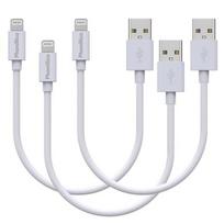 3 vnt. 20 cm USB Lightning įkroviklio kabeliai balti iPhone 12 / 12 MINI / 12 PRO / 12 PRO MAX / 11 / 11 PRO / 11 PRO MAX / SE Phonillico