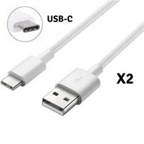 Lot 2 USB-C kabelių įkroviklis baltas [Suderinamas su Huawei P30 - P30 PRO - P30 LITE] USB-C tipo kabelis 1 metro ilgio [Phonillico®]