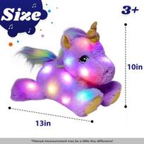 Cuteoy muzikinis pliušinis violetinis vienaragis, kimštinis žaislas su šviečiančia led lempute, naktinė lemputė, dainuojanti lopšines, gimtadienio kalėdinės pliušinės dovanos vaikams