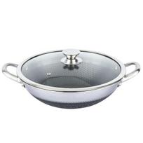 Wok 40cm - CHEFFINGER - Avilio Modelis - Inox 18/10 - Stiklinis Dangtis - ATSPARUS Įbrėžimams