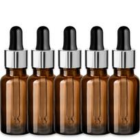 Rudas 20 ml stikl. butelis su sidabrine alium. pipete ir silik. taurele, 5 vnt. rinkinys