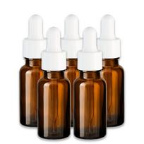 Rudas 20 ml stiklinis buteliukas su balta pipete, 5 vnt. rink.