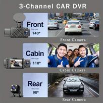 Dash Camera HD1080P HD naktinio matymo trijų objektyvų automobilio kamera 2 ISP su baterijos apsaugos plokšte