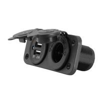 Cigarečių žiebtuvėlio lizdas + USB-A 5V2.1A + USB-A 5V1A, in:12V24V kabelis 1,4 m LTC